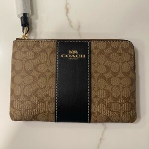 Coach Signature Canvas Mini C Khaki Corner Zip